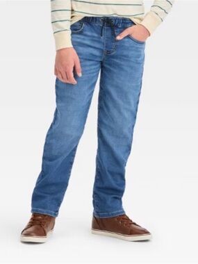 Cat & Jack Boys 12 Light Blue Denim Jeans Stretch Estilizado Cotton Blend
